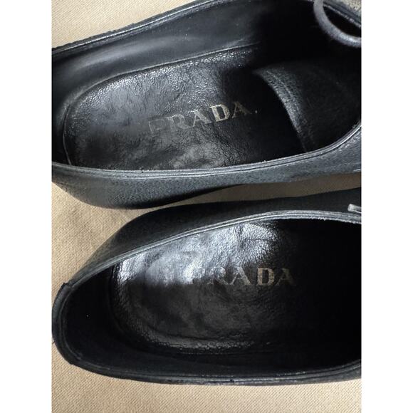 Prada Shoes Mens Size 8 Black Oxford Lace Up Made in Italy Square Toe 2E 1868 - Picture 9 of 15